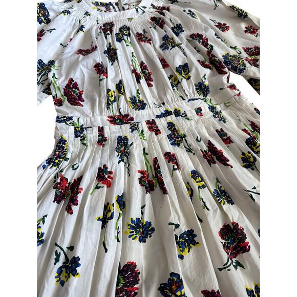 Ulla Johnson Joelle Poplin Floral Pleated High Neck Mini Dress Pockets Size 8 - Picture 7 of 13